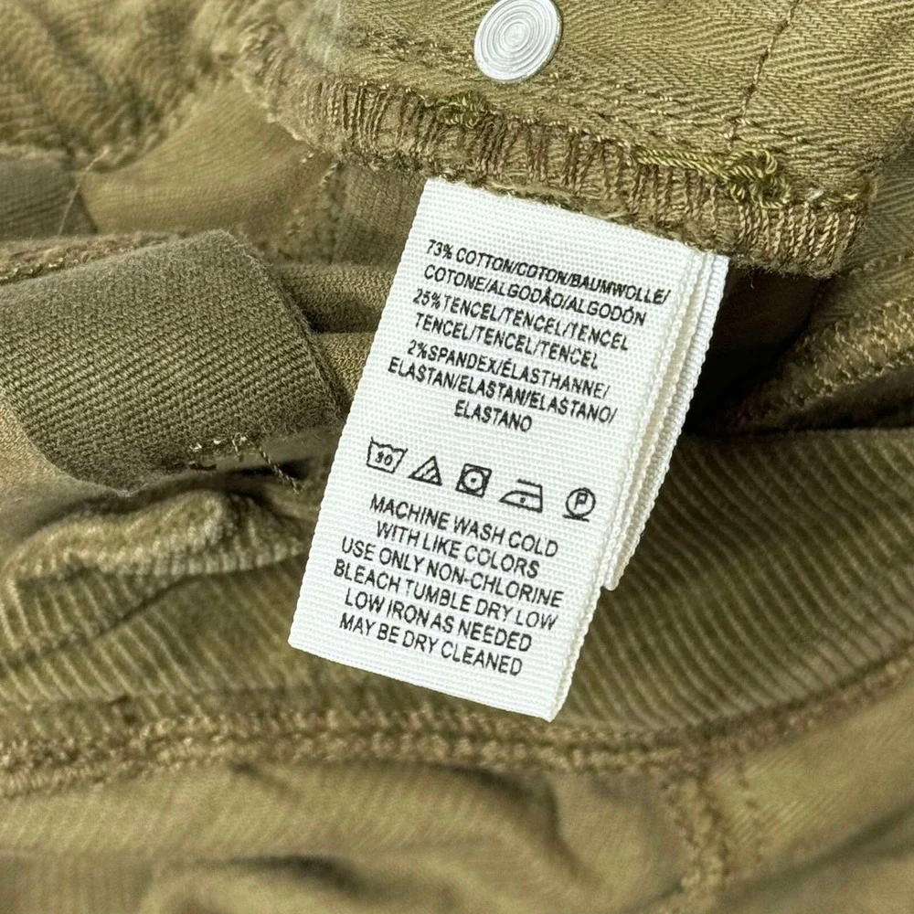 Free People Long And Lean Corduroy Pants Skinny Olive Green Size 29‎ Classic